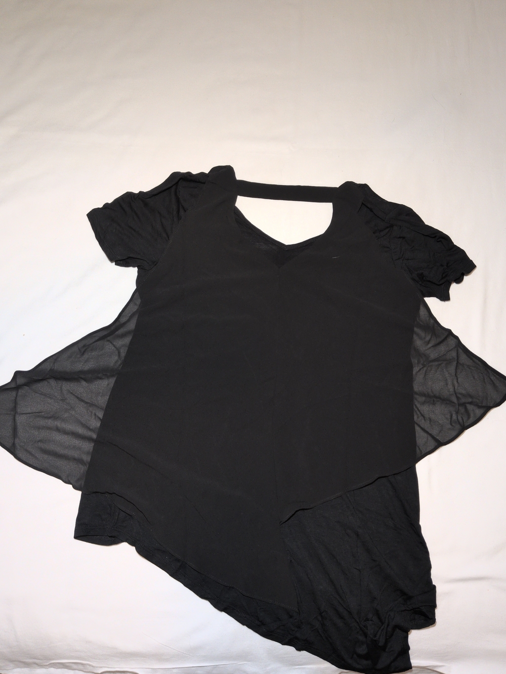 Lisa Rinna Collection Black V-Neck Tunic with Chiffon Back